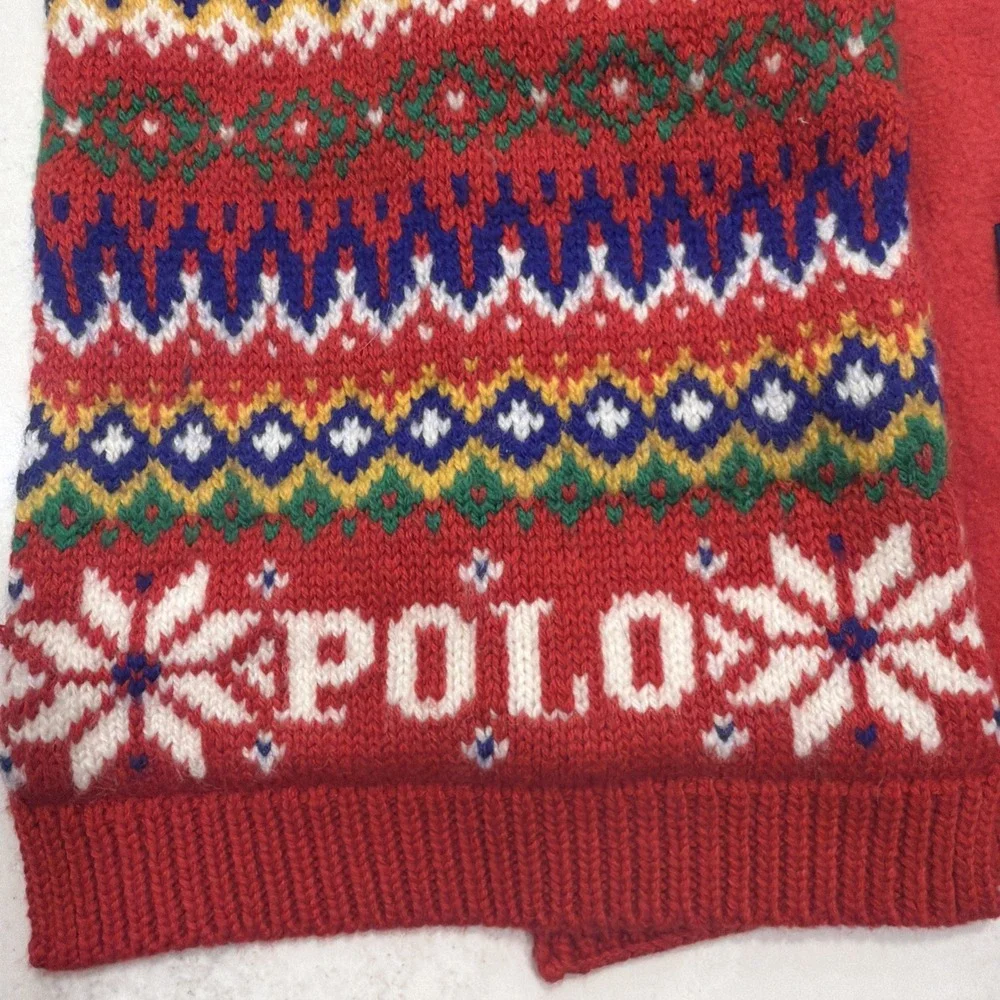 Polo Ralph Lauren Kids 4-7 Scarf Red Yellow 100% COTTON 132 CM Authentic